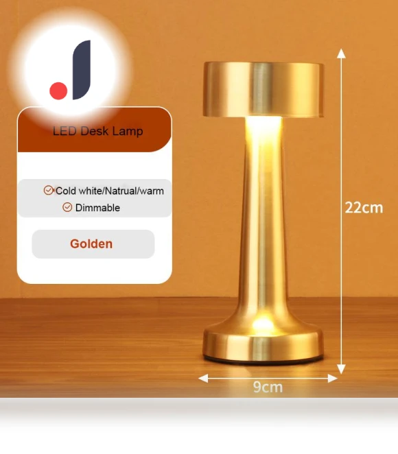 Retro LED Rechargeable Touch Metal Desk Lamp — Desk, Binchi Lighting Appliances