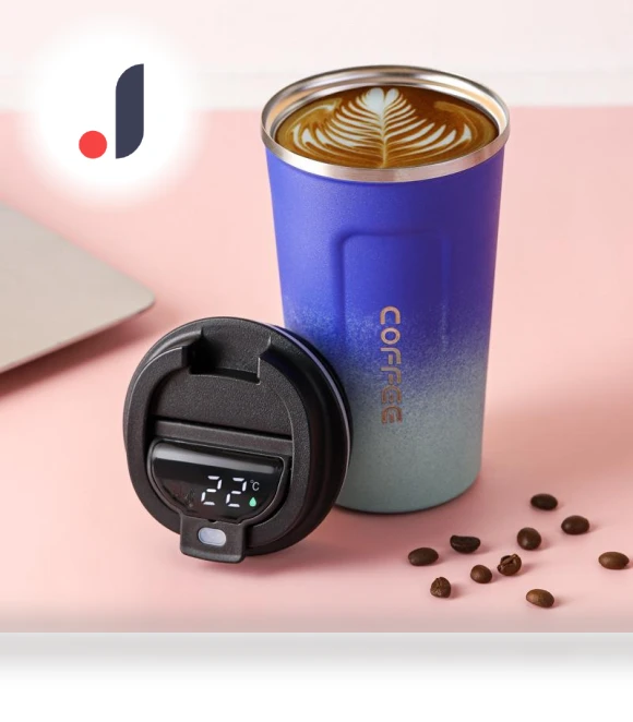 Gradient Color 304 Insulated Stainless Steel Smart Display Temperature Coffee Mug — Beverage Warmers, XinGuo