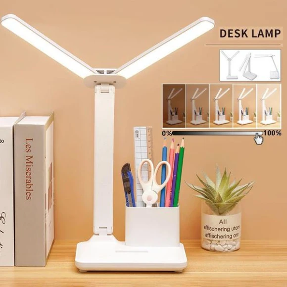 LED Desk Lamp with Dual Head and Holder — Study & Desk Lighting, DC-Home-2