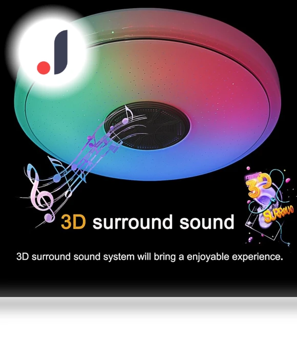Modern LED Ceiling Light with RGB, Bluetooth App Remote Control, and Speaker — Overhead Lighting, Refreshing Home