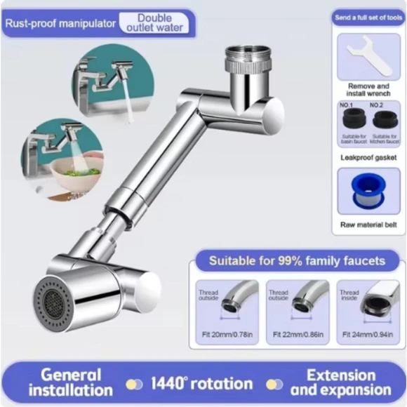 Extendable Universal Rotating Robotic Arm Faucet Extension — Extension Tubes, Super Dream Home