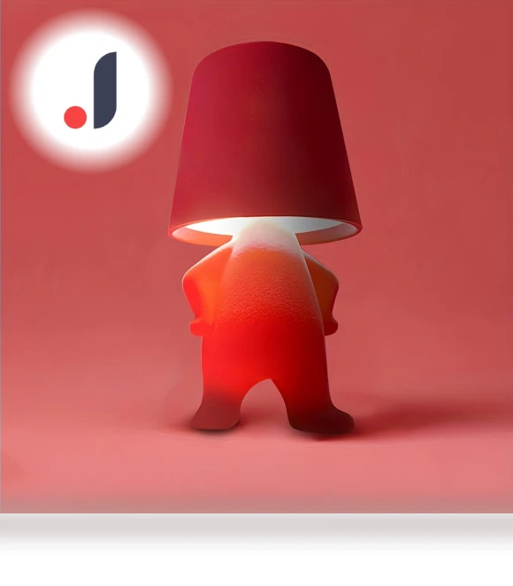 Bedside Touch Console Lamp with Velvet Thinker Figure Decoration — Desk & Table Lighting, Living style
