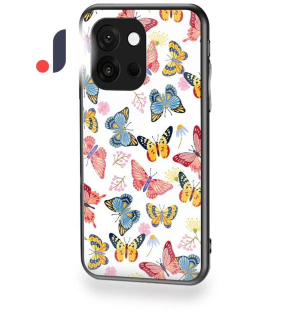 Butterfly Pattern TPU+Tempered Glass Protective Phone Cover — Screen Protectors, Smartwatch 2025