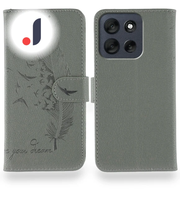 Feather Imprint PU Leather Wallet Phone Cover — Flip Cases, Smartwatch 2025