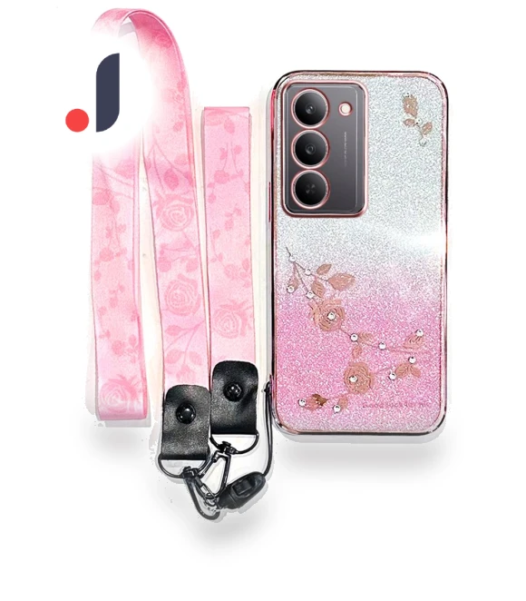 Flower Pattern TPU Gradient Phone Cover with Lanyards — Phone Accessories, KADEM