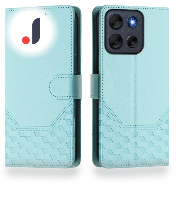 Imprinted Honeycomb RFID Blocking Leather Phone Cover with Strap — Flip Cases, Smartwatch 2025