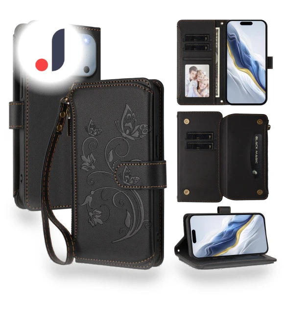 Leather Case for iPhone 17 Pro Max with Butterfly Floral Embossing — Phone Accessories, Smartwatch 2025
