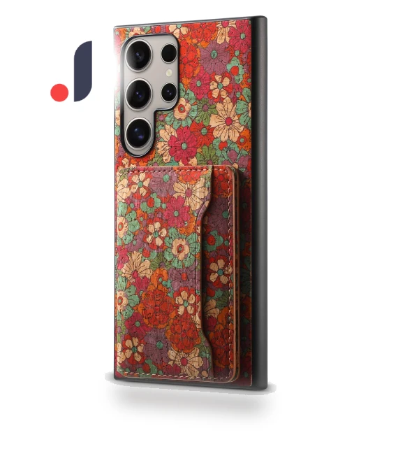 Leather+PC+TPU Case with Flower Print, Card Holder, Stand — Phone Accessories, Smartwatch 2025
