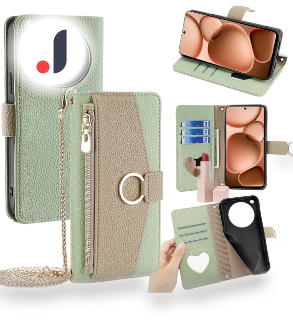 Mirror Wallet Leather Phone Cover with Chain Shoulder Strap — Smartwatch Protectors, Smartwatch 2025