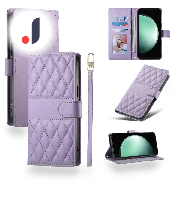 Rhombus Stitching Wallet Stand Leather Phone Cover — Phone Accessories, Smartwatch 2025