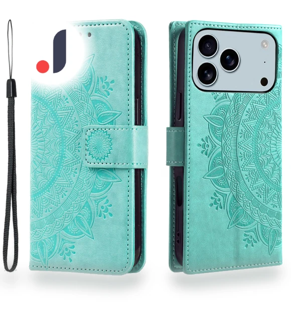 Stand Case Imprinted Totem PU Leather Wallet Phone Cover with Wrist Strap — Phone Accessories, Smartwatch 2025