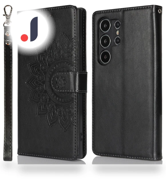Stand Case Textured Leather Wallet Phone Cover with Strap — Phone Accessories, Smartwatch 2025