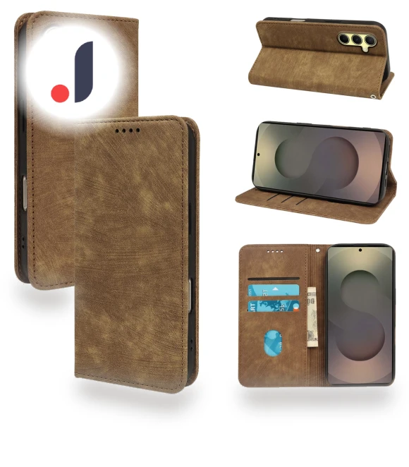 Strong Magnetic Leather Wallet Phone Cover with Striped Texture — Flip Cases, Smartwatch 2025