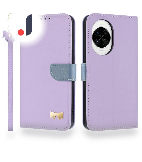 Bowknot Decor Wallet Leather Phone Cover with Wrist Strap — Basic Cases, Smartwatch 2025