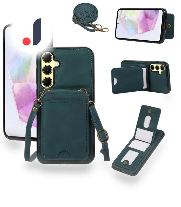 Card Holder Kickstand Leather+TPU Phone Cover with Shoulder Strap — Bumpers, Smartwatch 2025