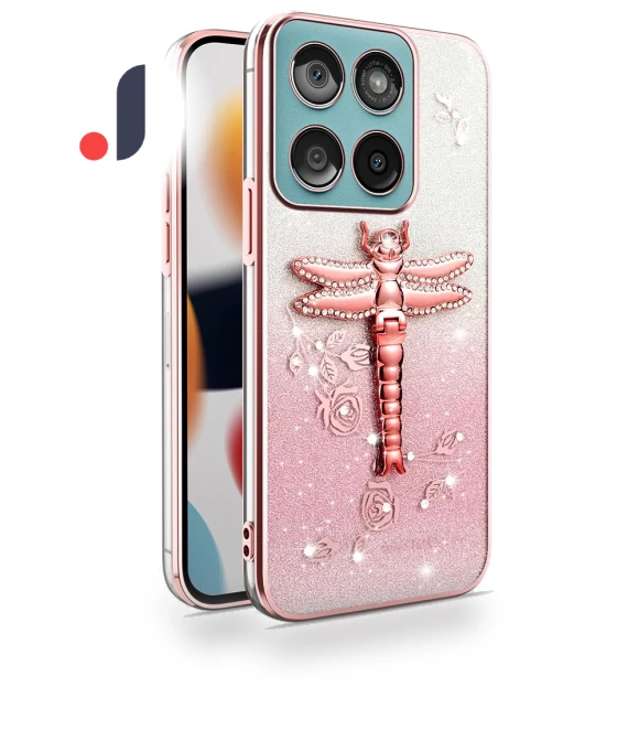 Dragonfly Kickstand Flowers Glitter TPU Cover — Phone Accessories, KADEM