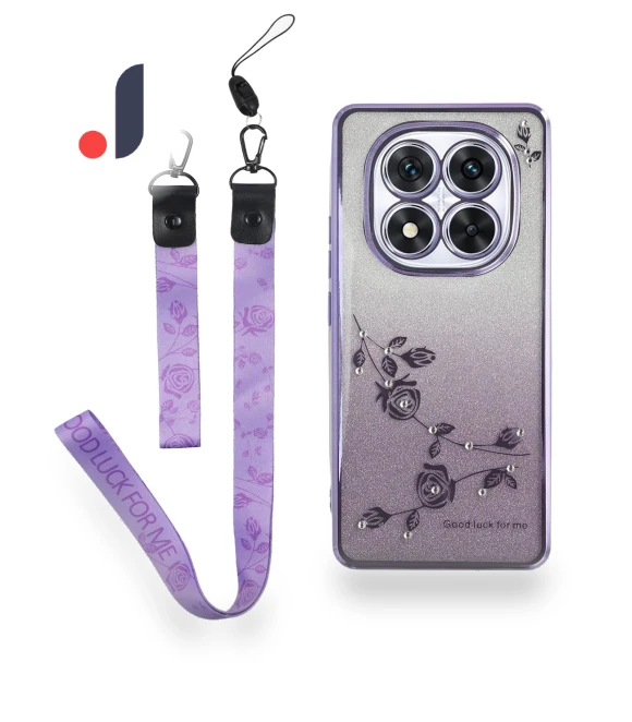 Flower Pattern TPU Gradient Phone Cover with Lanyards — Phone Accessories, KADEM