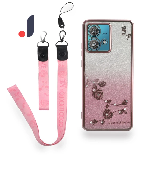 Flower Pattern TPU Gradient Phone Cover with Lanyards — Phone Accessories, KADEM