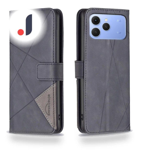 Geometric Embossed Leather Wallet Case with Stand — Flip Cases, Smartwatch 2025