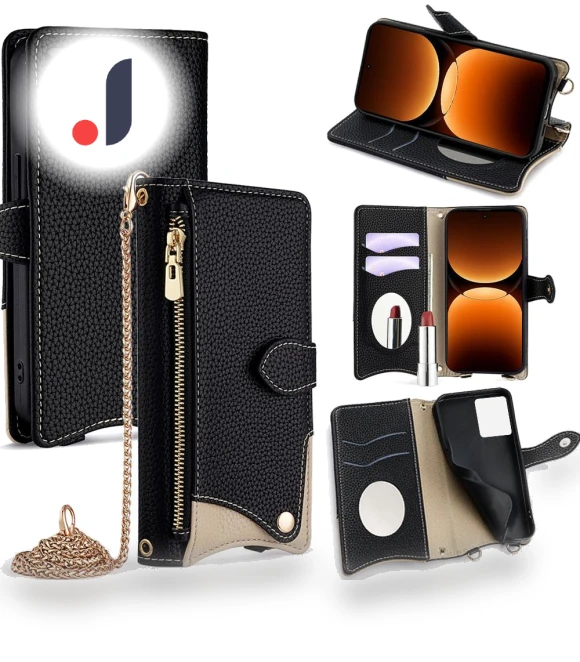 Leather Case Wallet Stand Cover with Chain Strap — Phone Accessories, Smartwatch 2025