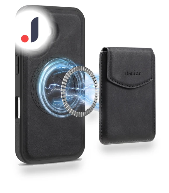 Magnetic Case Leather+PC+TPU Cover with Detachable Card Bag — Phone Accessories, DENIOR