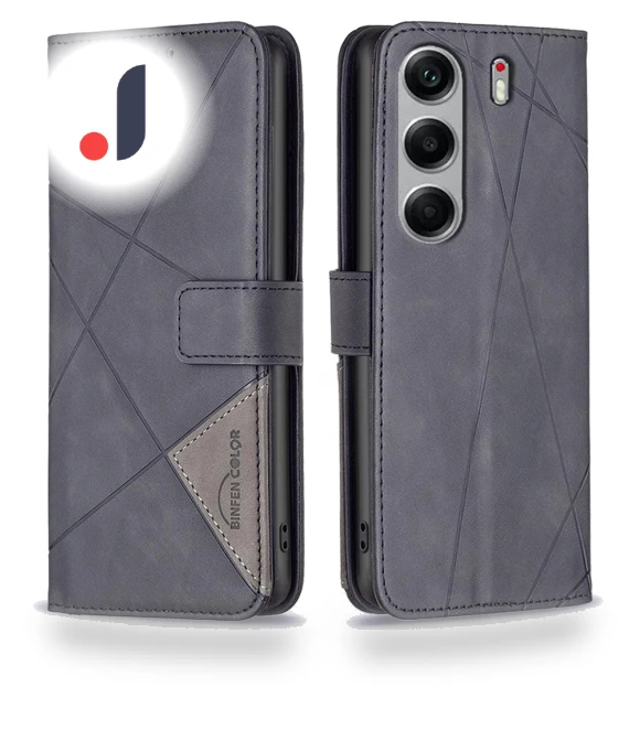 Phone Cases Wallet Stand Geometry Imprinted Leather Cover — Phone Accessories, BINFEN COLOR