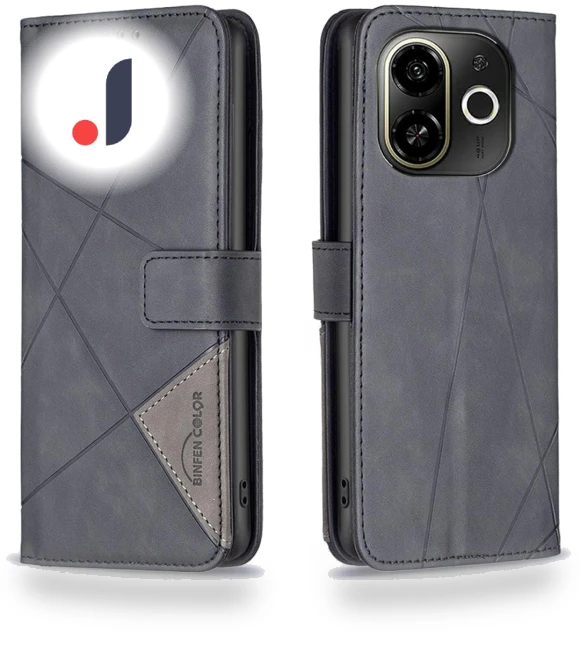 Wallet Stand Geometry Imprinted Leather Cover — Phone Accessories, BINFEN COLOR