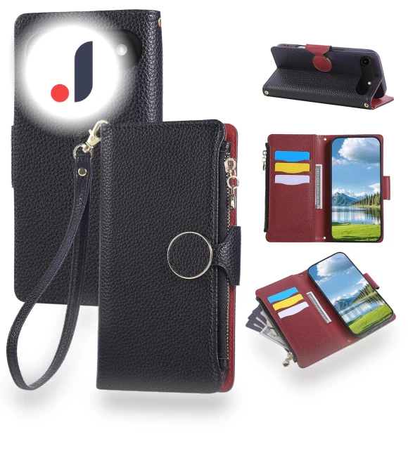 Zipper Wallet Leather Phone Cover with Wrist Strap — Flip Cases, Smartwatch 2025