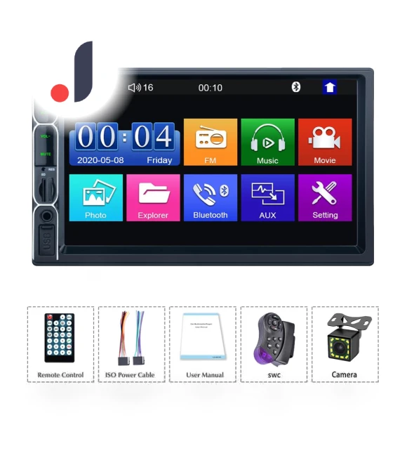 2 Din Car Radio with 7" HD Touchscreen — Car Installation Essentials, HOME-Auto-001