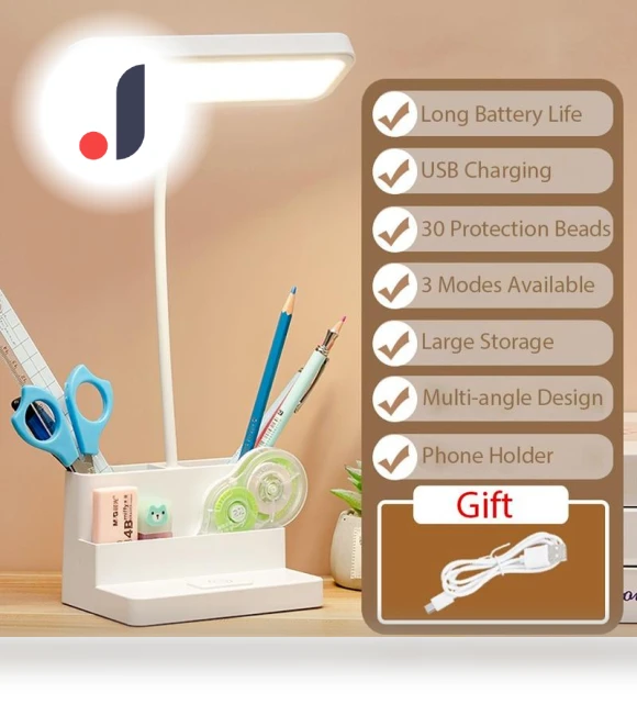 LED Desk Lamp with Pen Storage — Study & Desk Lighting, JM