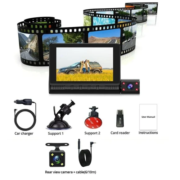 4-inch Car DVR with Triple Camera — Rearview Video Systems, PRISMA