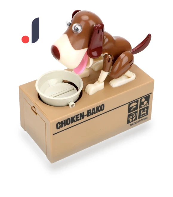 Cartoon Robotic Dog Steal Coin Bank — Savings & Piggy Banks, Simple and warm