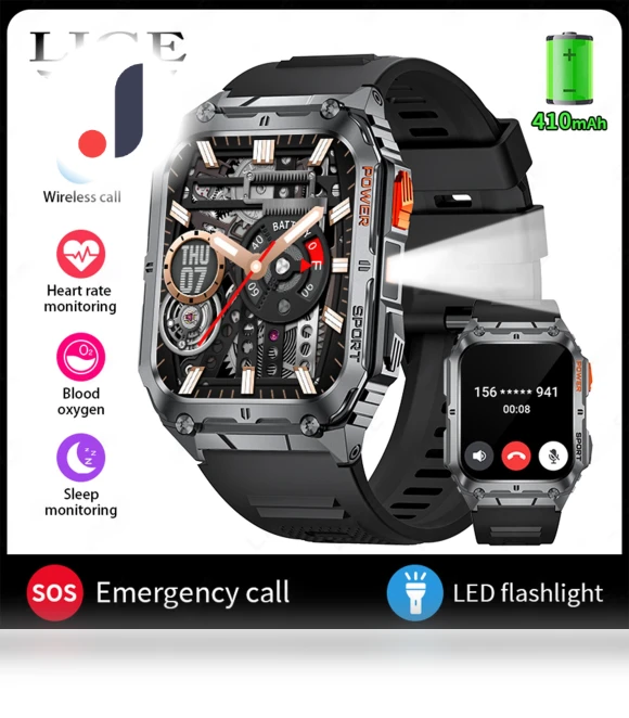 LED Flashlight Smart Watch for Men — Smartwatches, LIGE