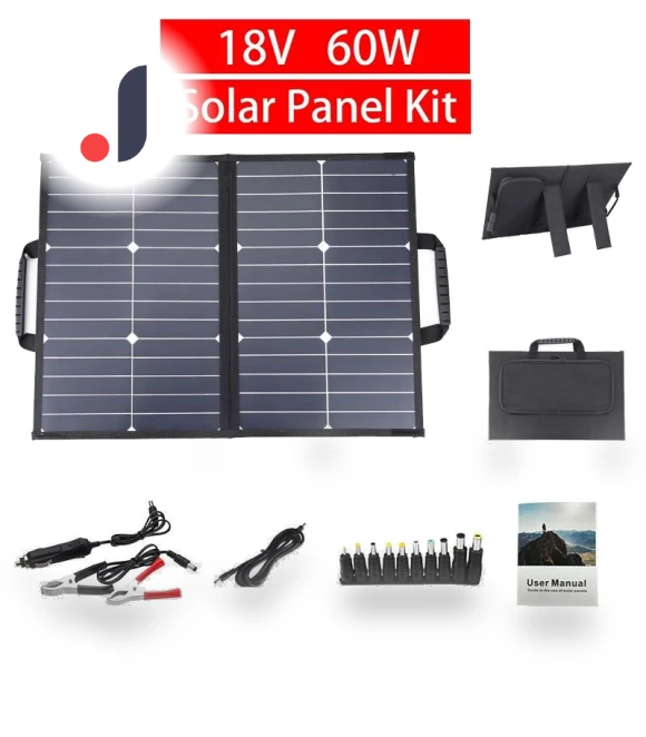 18V 60W Foldable Solar Panel Kit with Controller — Solar & Wind Power, Stone Home