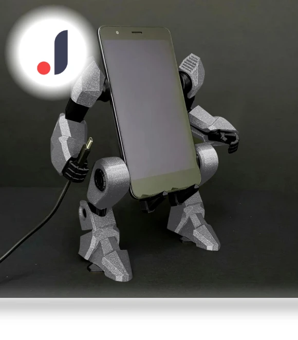 Adjustable Robot Phone Holder with Charging Cable — Phone Stands, Shredded cabbage