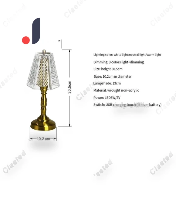 Vintage LED Touch Crystal Table Lamp — Desk & Table Lighting, Elegant Living House