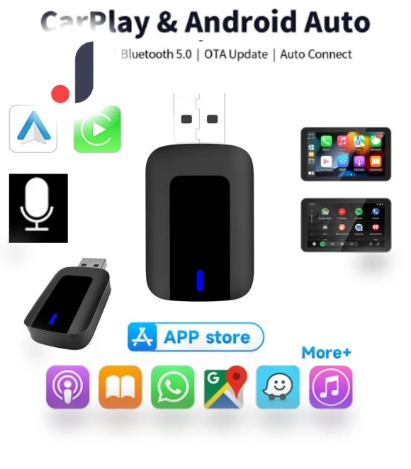 Wireless Carplay Android Auto Adapter — Stereo Receivers, A Auto Parts Mall