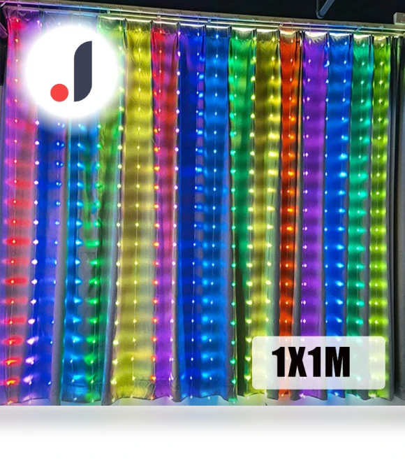 Smart Curtain App, Garland, 400 LEDs, Hanging Garland, Programmable Pattern and Text, Music Sync for Wedding or Party... — Lanterns, Rainbow Rain