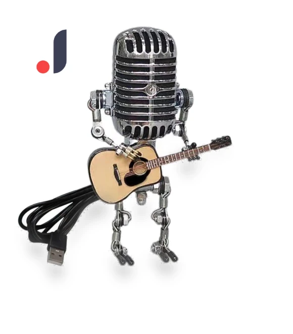 Vintage Robot Microphone Touch Dimmer Lamp — Desk, Rainbow Rain