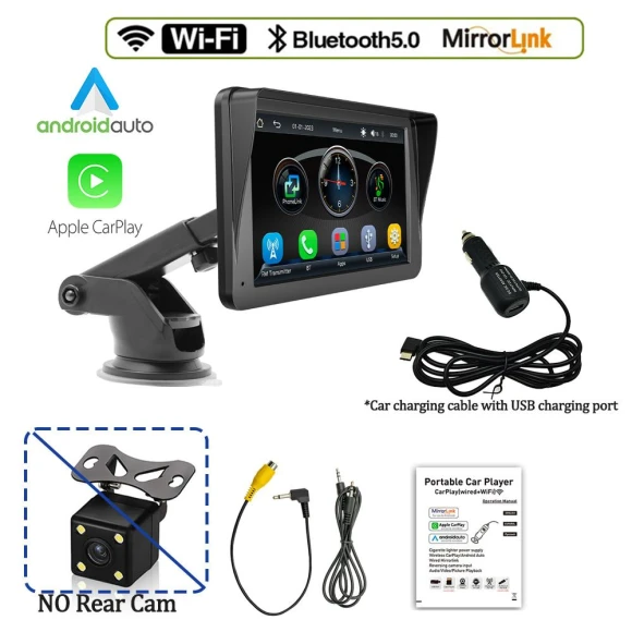 7-inch Portable Touch Screen Wireless CarPlay Android Auto Bluetooth 5.0 Car Radio — Stereo Receivers, Auto Accessories Home