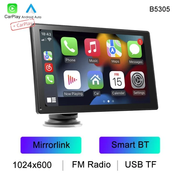 IPS HD Car Radio with Mirrorlink, Smart BT, FM, USB, AUX, TF, Wireless Carplay, Android Auto — Stereo Receivers, Auto Launcher