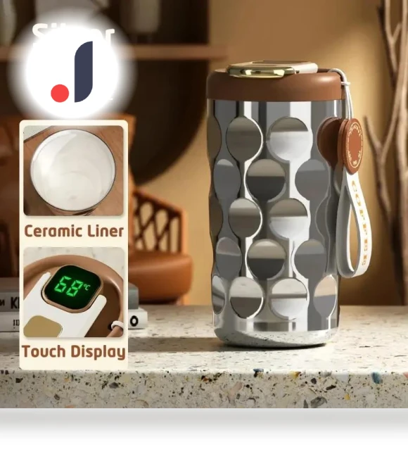Smart Thermos Bottle with LED Temperature Display — Beverage Warmers, Indoor Furniture