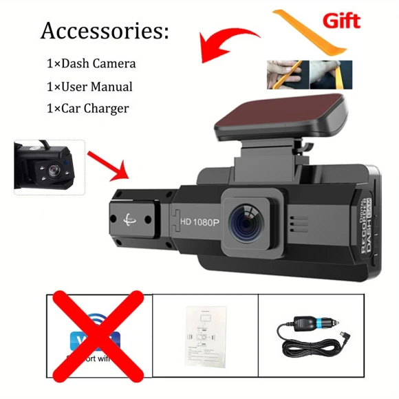 Triple Camera Car Dash Cam — Dashboard Cameras, Auto Accessories Home