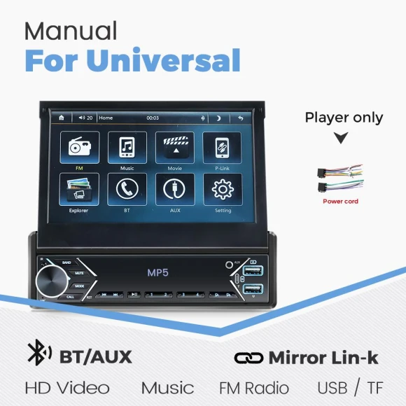 Universal 7" Slide-Out Touch Screen Car Stereo — Stereo Receivers, Auto Launcher
