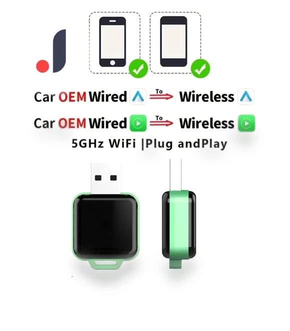 Wireless CarPlay Adapter 2-in-1 for Apple iPhone and Android — Phone Accessories, Auto Launcher