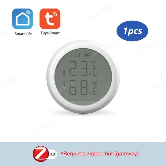Temperature and Humidity Sensor with LCD Display — Home Climate Control, Tuya Smart