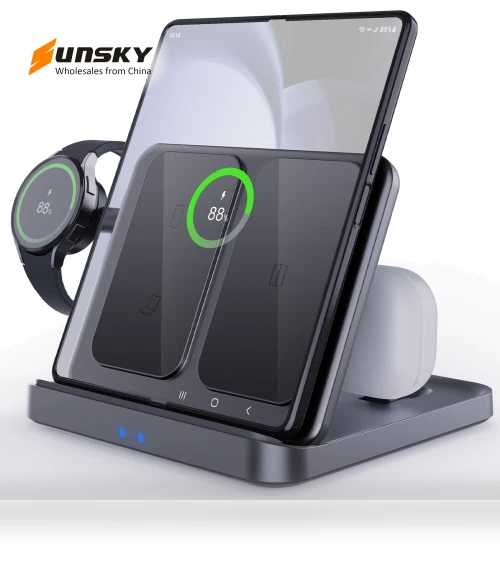 3-in-1 Wireless Charging Station for Samsung Galaxy Z Fold, Earphones & Smart Watches — Chargers, Samsung