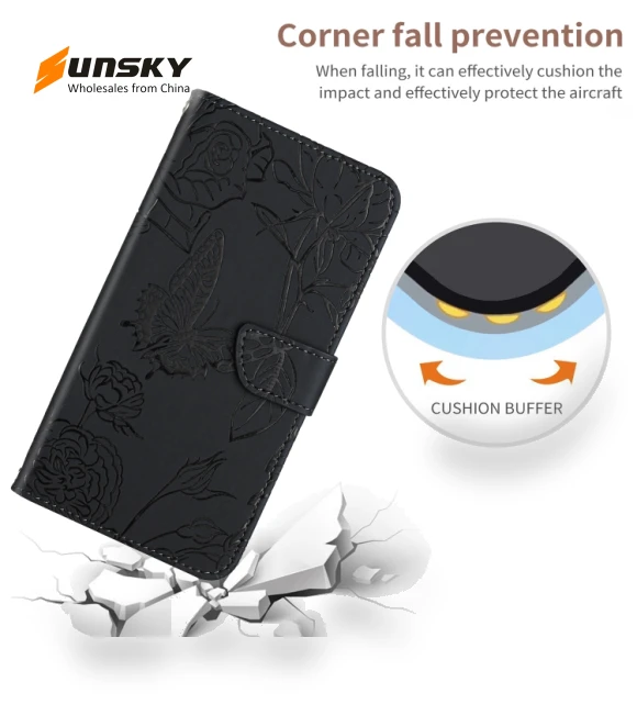 Skin Feel Butterfly Embossed Flip Leather Phone Case — Basic Cases, Honor
