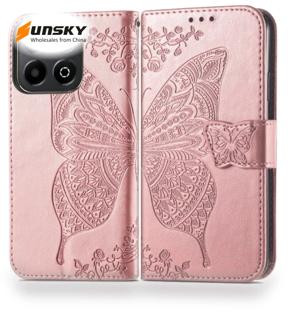 Butterfly Love Flower Embossed Leather Phone Case — Basic Cases, Honor