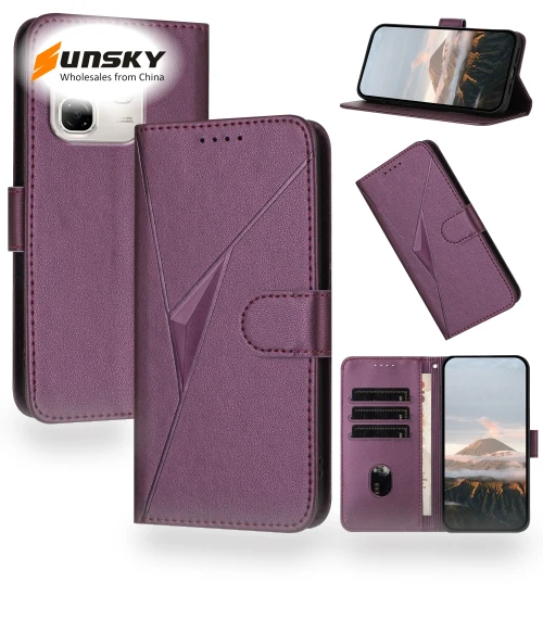 Triangle Pattern Buckle Clasp Leather Phone Case — Flip Cases, Infinix